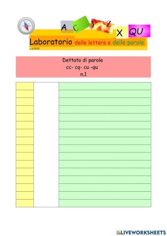 Dettato cu - qu - cqu - cc. N.1