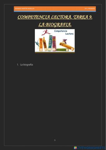 Competencia lectora. Tarea 9.