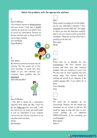 Letter of complaints