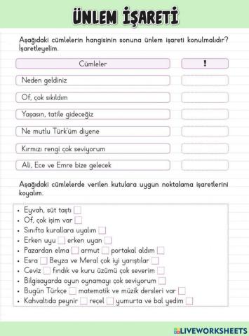 Noktalama İşaretleri-Ünlem