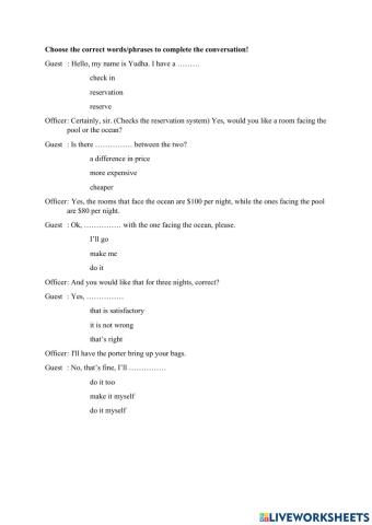 Handling Check In Exercise