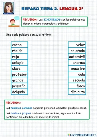 LENGUA 2º Repaso tema 2