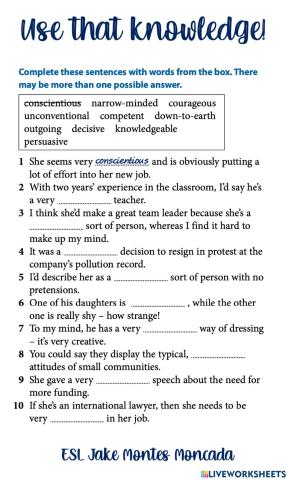 C1 - Vocabulary (People's impression) 