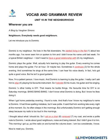 Vocab and grammar review-U16