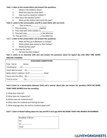 Review for final test-listening 2nd