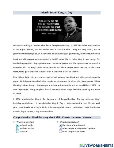 Martin Luther King, Jr. Day Reading