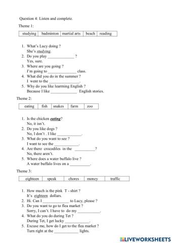 Review SMART START Grade 5 listen and complete