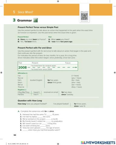 Super Goal 5 Unit 5 Since For