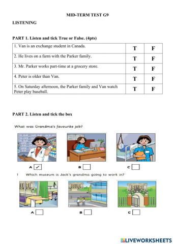 Mid-term test- Listening G9