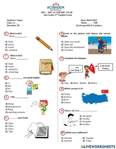 4th Grade MEB Exam -2