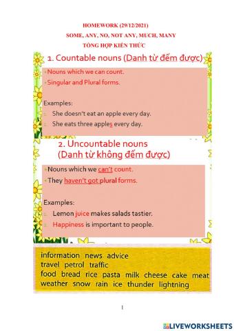 Some, any, no, not, any, much, many