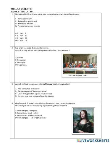TINGKATAN 4 Tajuk 3 : Seni Catan