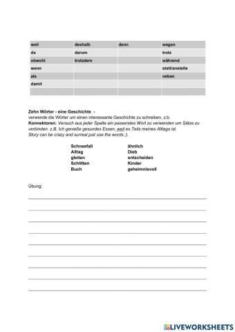 10 Wörter eine Geschichte