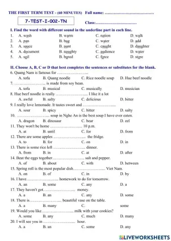 Tieng Anh Lop 7 1st Test 02