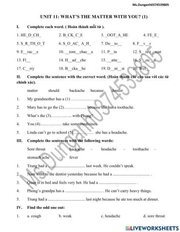 unit 11:what's the matter with you?1