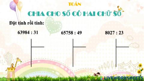 Ôn tập chia cho số có hai chữ số