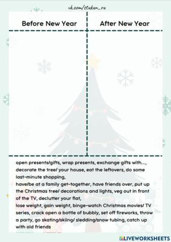 Before and after New Year activities