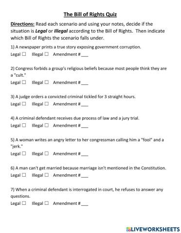 The Bill of Rights Quiz