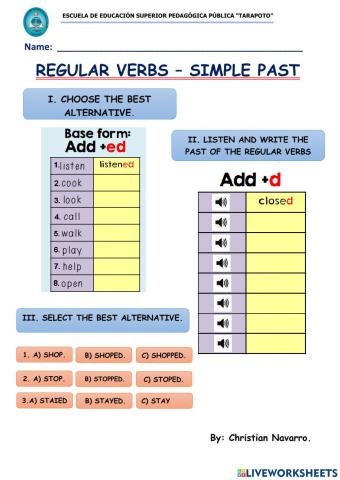 Regular verbs simple past