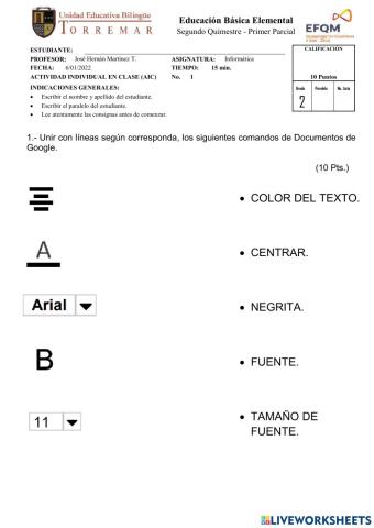 Comandos de google docs