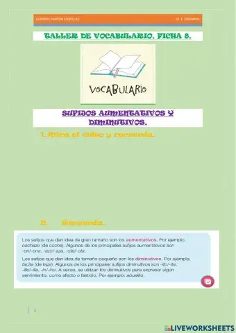 Taller de vocabulario. Ficha 8.