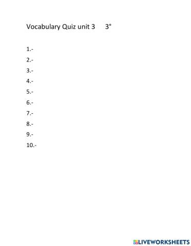 Vocabulary contest unit 3  3°