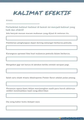 Kalimat Efektif dan Tidak Efektif