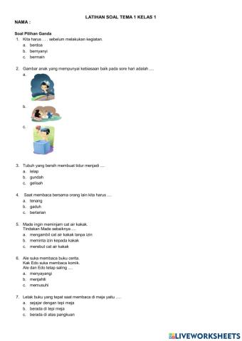 Latihan Tema 1 Kelas 1