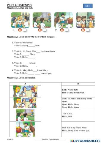 English  test 9  (unit 5)