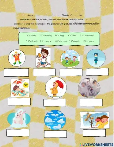 Worksheet : Seasons, Months, Weather