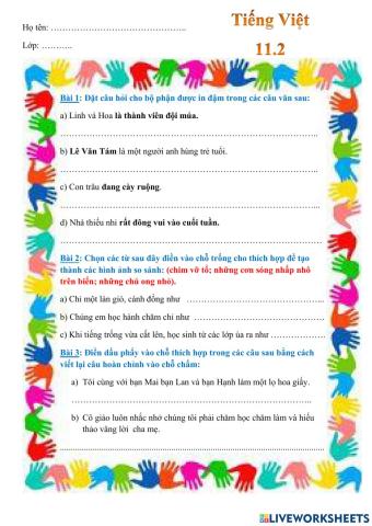 Phiếu Tiếng Việt 11.2