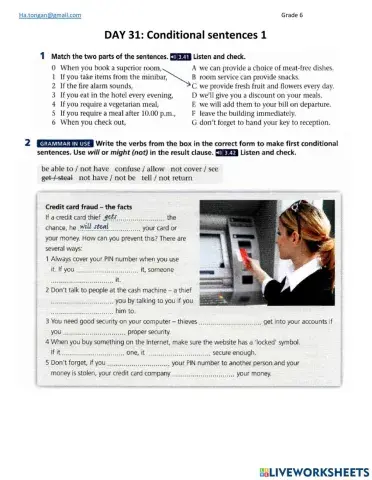 Grade 6 Conditional sentences 1