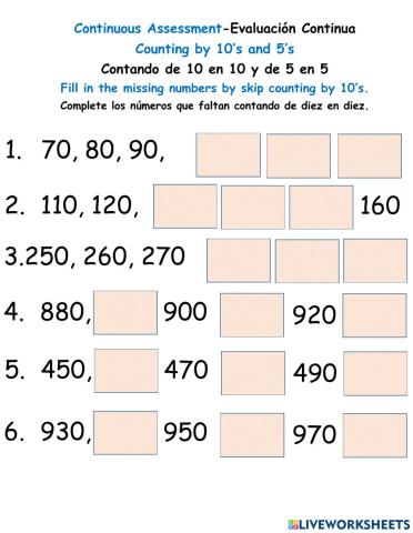 Counting by 10's and 5's