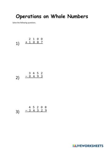 Operations on Whole Numbers