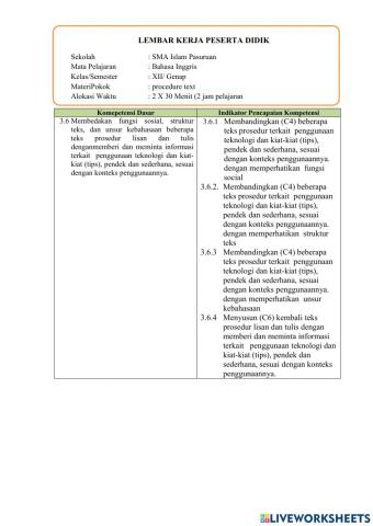 Formative text procedure