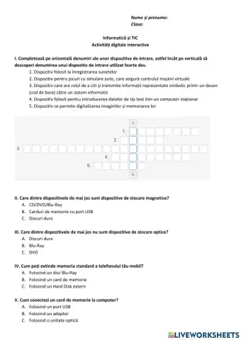 Activități digitale interactive