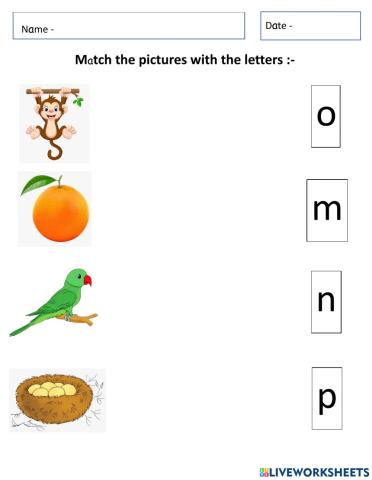 Match the pictures with letters