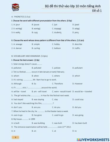 Thi vào 10 - Test 1