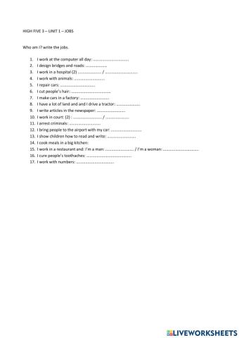 High Five 3 - Unit 1 - Jobs