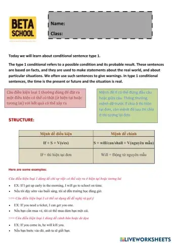 Conditional sentence type 1