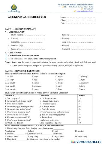 Weekend worksheet 13