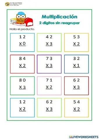Multiplicación de dos cifra sin llevar