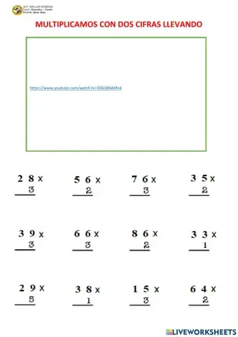 Multiplicación de dos cifras llevando