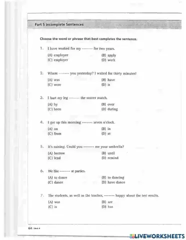 Unit 4: S-V agreement