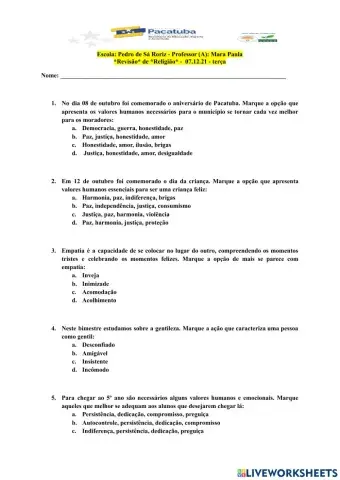 Revisão de -Religião- 07.12