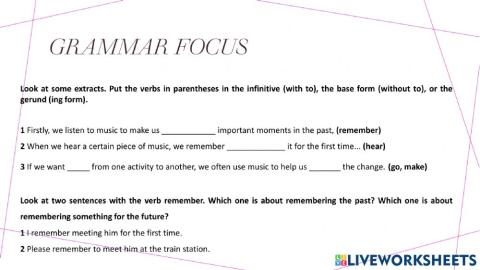 Gerunds and Infinitives