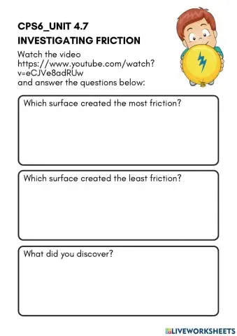 Video watching worksheet-CPS6-Unit 4.7: Investigating friction