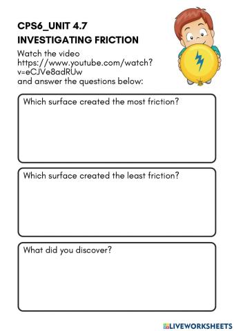 Video watching worksheet-CPS6-Unit 4.7: Investigating friction