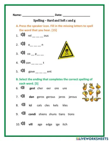 Hard  and soft c and g Spelling