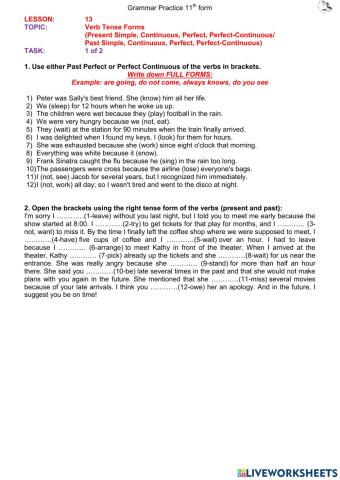 Past Perfect (L13 11th form) ex1